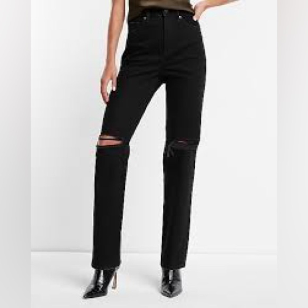 Express black wash modern straight super high rise women’s jeans size 8